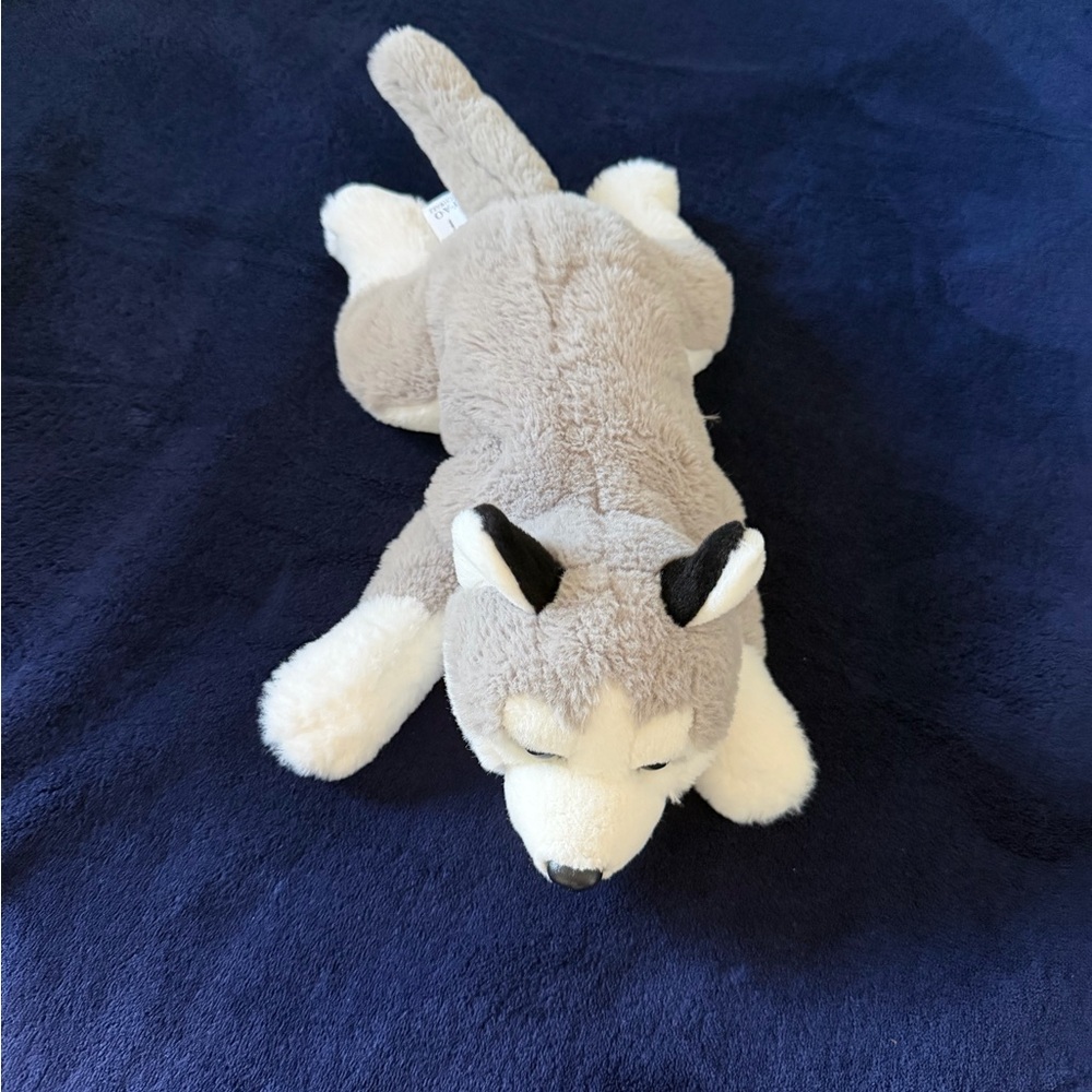 FAO Schwarz Gray and White Husky Plush Dog Toy like new - Picture 4 of 6